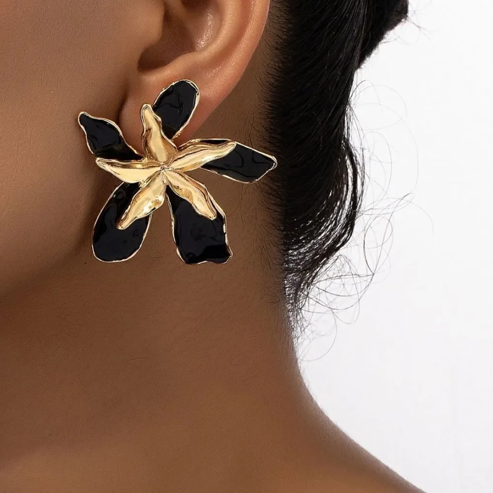 Black Flower  earrings  #886